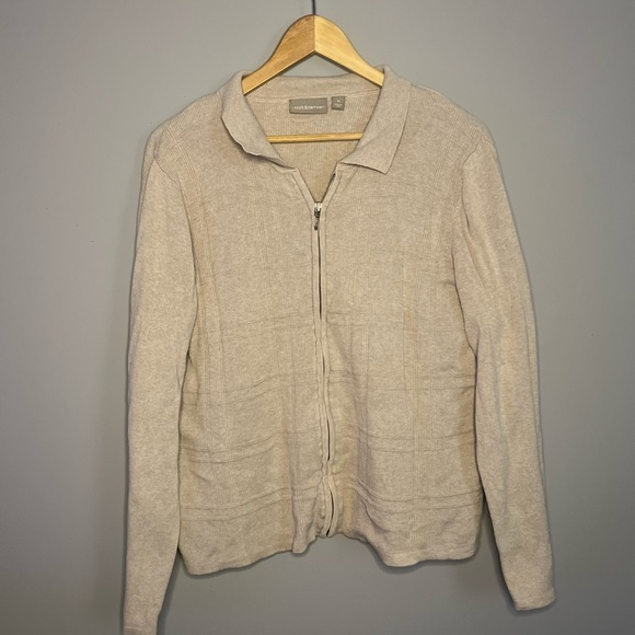 croft & barrow Sweaters - Tan Croft and‎ borrow full zip